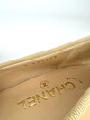 Ballet Flats Beige Lambskin, Black Grosgrain Size 36 C