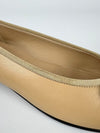 Ballet Flats Beige Lambskin, Black Grosgrain Size 36 C