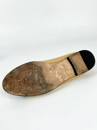 Ballet Flats Beige Lambskin, Black Grosgrain Size 36 C