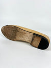 Ballet Flats Beige Lambskin, Black Grosgrain Size 36 C