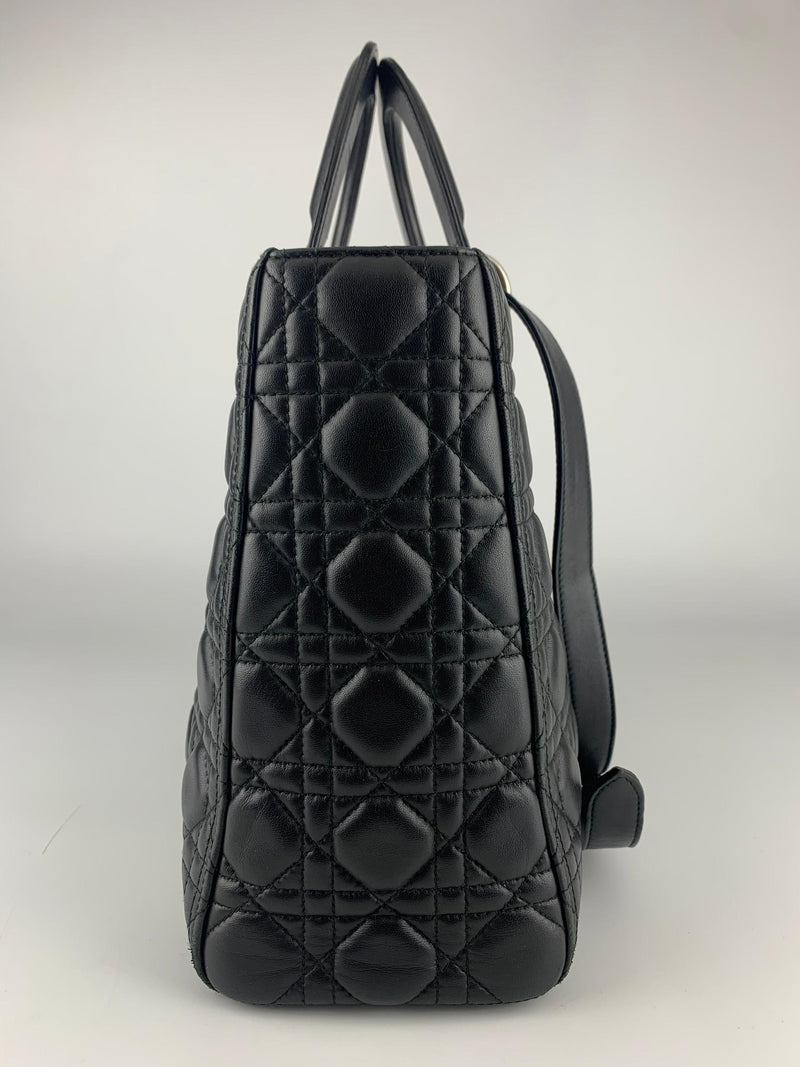 Large Lady Dior in Black Lambskin SHW