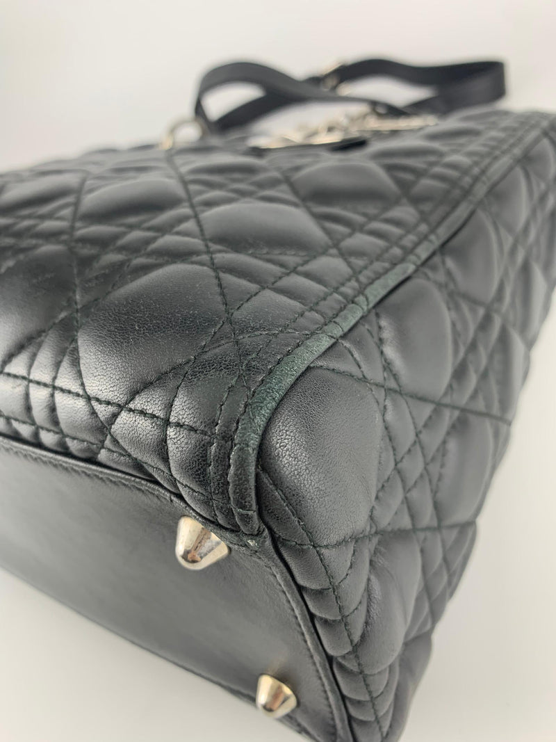 Large Lady Dior in Black Lambskin SHW