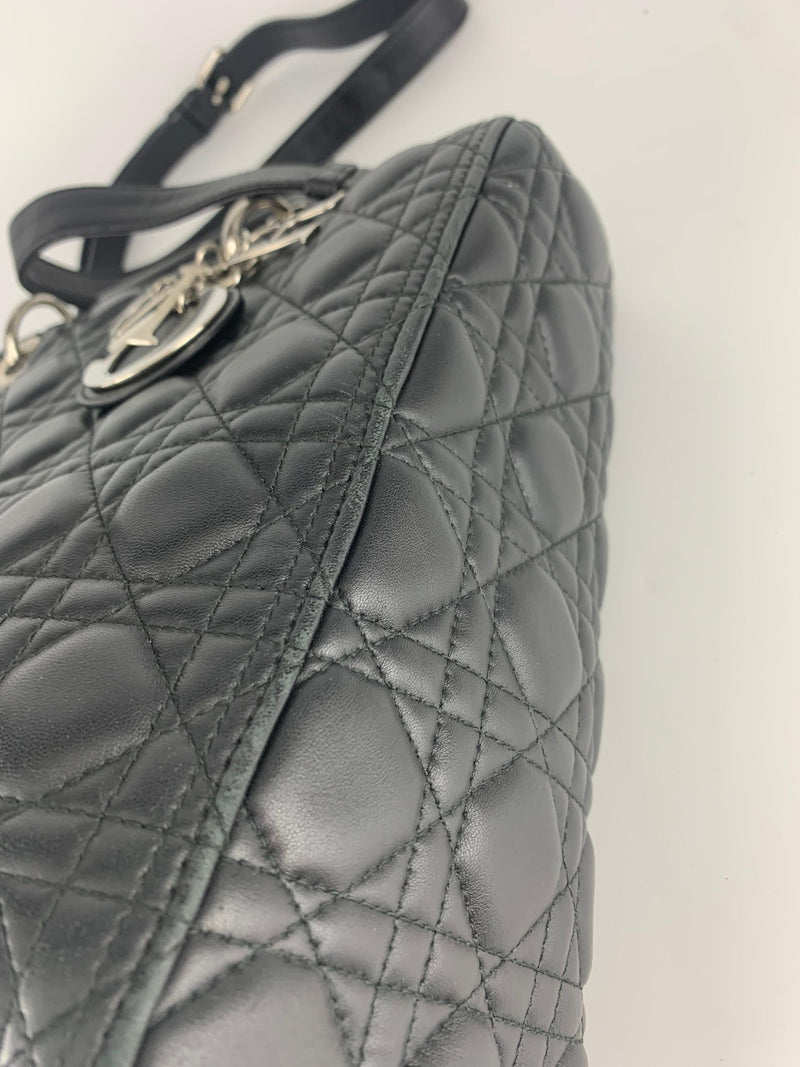 Large Lady Dior in Black Lambskin SHW