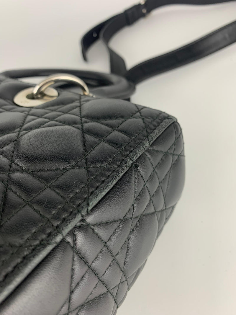 Large Lady Dior in Black Lambskin SHW