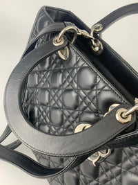 Large Lady Dior in Black Lambskin SHW