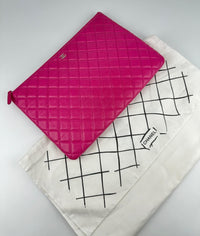 Large O-Case in Hot Pink Quilted Caviar