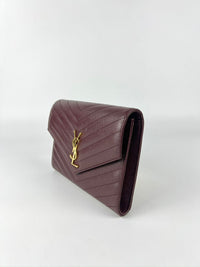 617662 Cassandre Matelasse Flap Pouch in Burgundy Quilted Grain de Poudre Embossed Leather&nbsp;