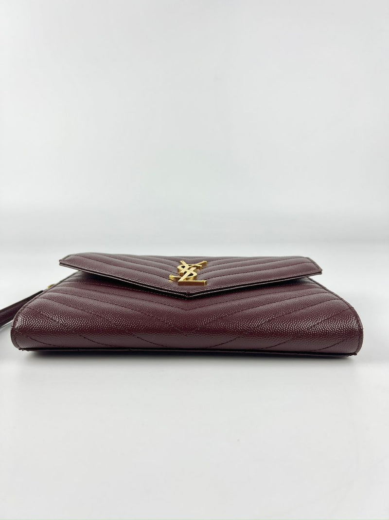 617662 Cassandre Matelasse Flap Pouch in Burgundy Quilted Grain de Poudre Embossed Leather&nbsp;