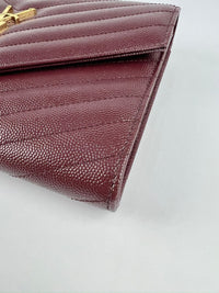 617662 Cassandre Matelasse Flap Pouch in Burgundy Quilted Grain de Poudre Embossed Leather&nbsp;