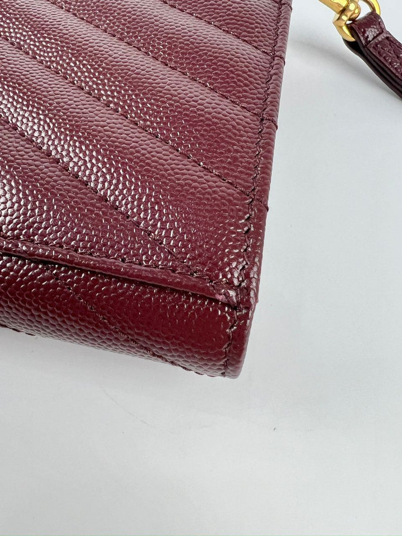 617662 Cassandre Matelasse Flap Pouch in Burgundy Quilted Grain de Poudre Embossed Leather&nbsp;