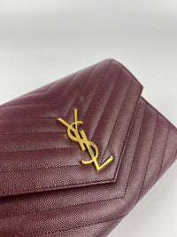 617662 Cassandre Matelasse Flap Pouch in Burgundy Quilted Grain de Poudre Embossed Leather&nbsp;