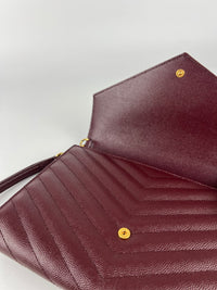 617662 Cassandre Matelasse Flap Pouch in Burgundy Quilted Grain de Poudre Embossed Leather&nbsp;