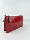 Red Embossed Leather Mini TB Shoulder Pouch