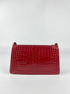 Red Embossed Leather Mini TB Shoulder Pouch