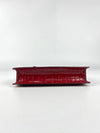 Red Embossed Leather Mini TB Shoulder Pouch