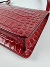 Red Embossed Leather Mini TB Shoulder Pouch