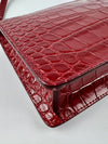 Red Embossed Leather Mini TB Shoulder Pouch