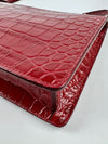 Red Embossed Leather Mini TB Shoulder Pouch