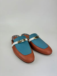 Pink/Blue Leather Oz Flat Mules