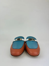 Pink/Blue Leather Oz Flat Mules