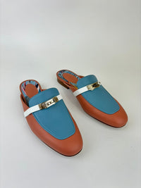 Pink/Blue Leather Oz Flat Mules