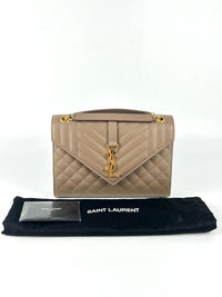 Envelope Medium Flap Bag in Quilted Grain de Poudre Embossed Leather