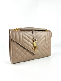 Envelope Medium Flap Bag in Quilted Grain de Poudre Embossed Leather