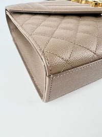 Envelope Medium Flap Bag in Quilted Grain de Poudre Embossed Leather