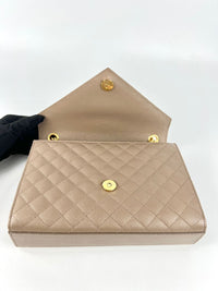 Envelope Medium Flap Bag in Quilted Grain de Poudre Embossed Leather