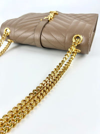 Envelope Medium Flap Bag in Quilted Grain de Poudre Embossed Leather