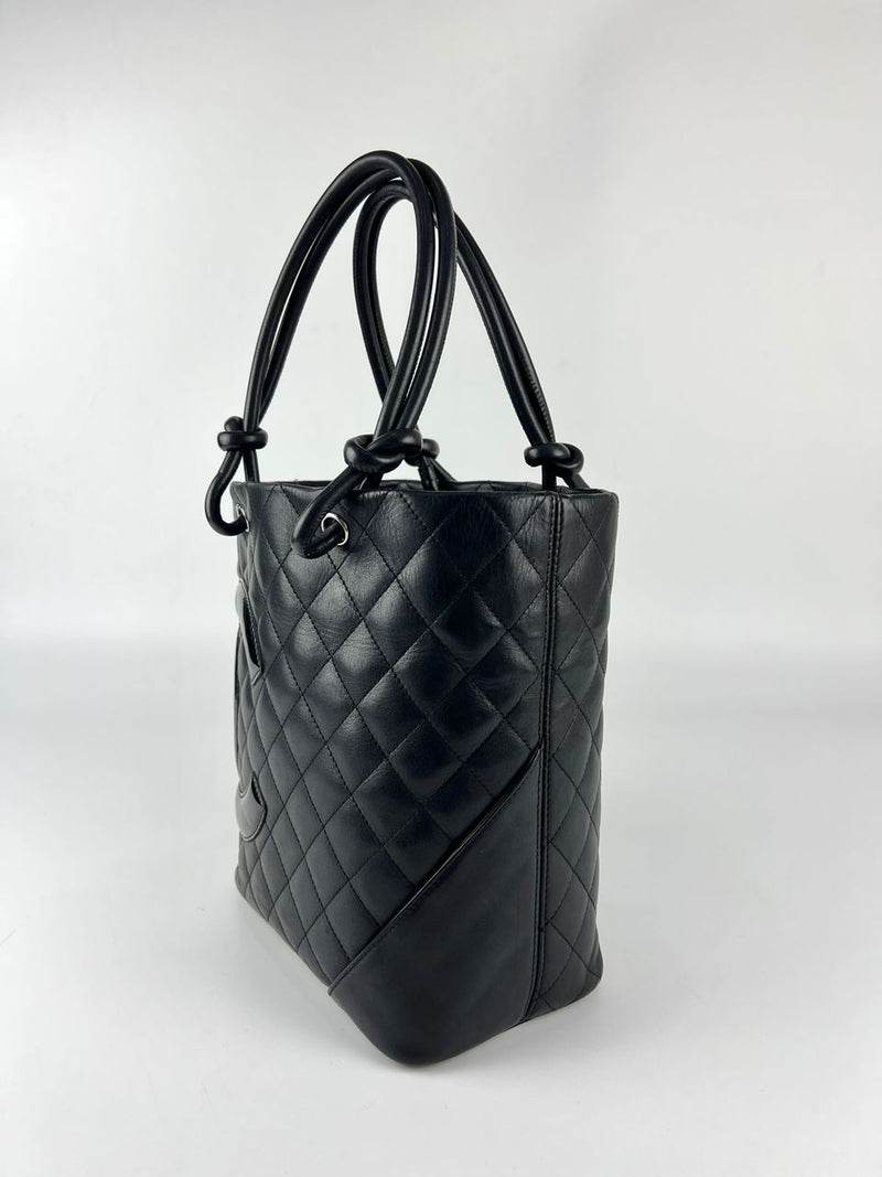 Black Quilted Cambon Ligne Tote Bag