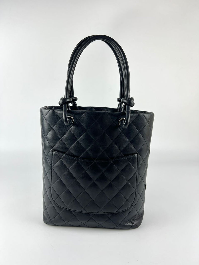 Black Quilted Cambon Ligne Tote Bag