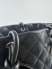 Black Quilted Cambon Ligne Tote Bag