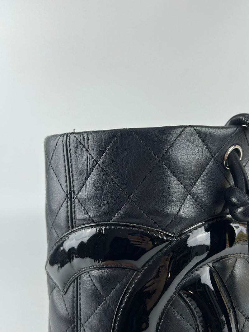 Black Quilted Cambon Ligne Tote Bag