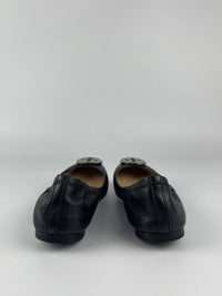 Logo Leather Ballerinas in Black Size 6M