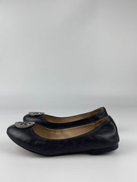 Logo Leather Ballerinas in Black Size 6M