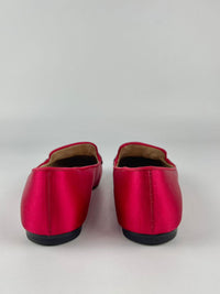 Delphine Logo Embellished Loafers in Red Satin / Leather Size 6M