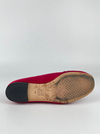 Delphine Logo Embellished Loafers in Red Satin / Leather Size 6M