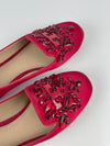 Delphine Logo Embellished Loafers in Red Satin / Leather Size 6M