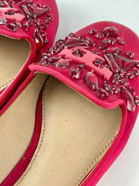 Delphine Logo Embellished Loafers in Red Satin / Leather Size 6M