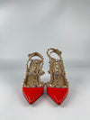 Rockstuds Orange / Beige Patent Leather Ankle Strap Heels Size 36.5