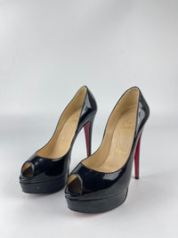 Black Patent Peep Toe Prive Pumps Size 36