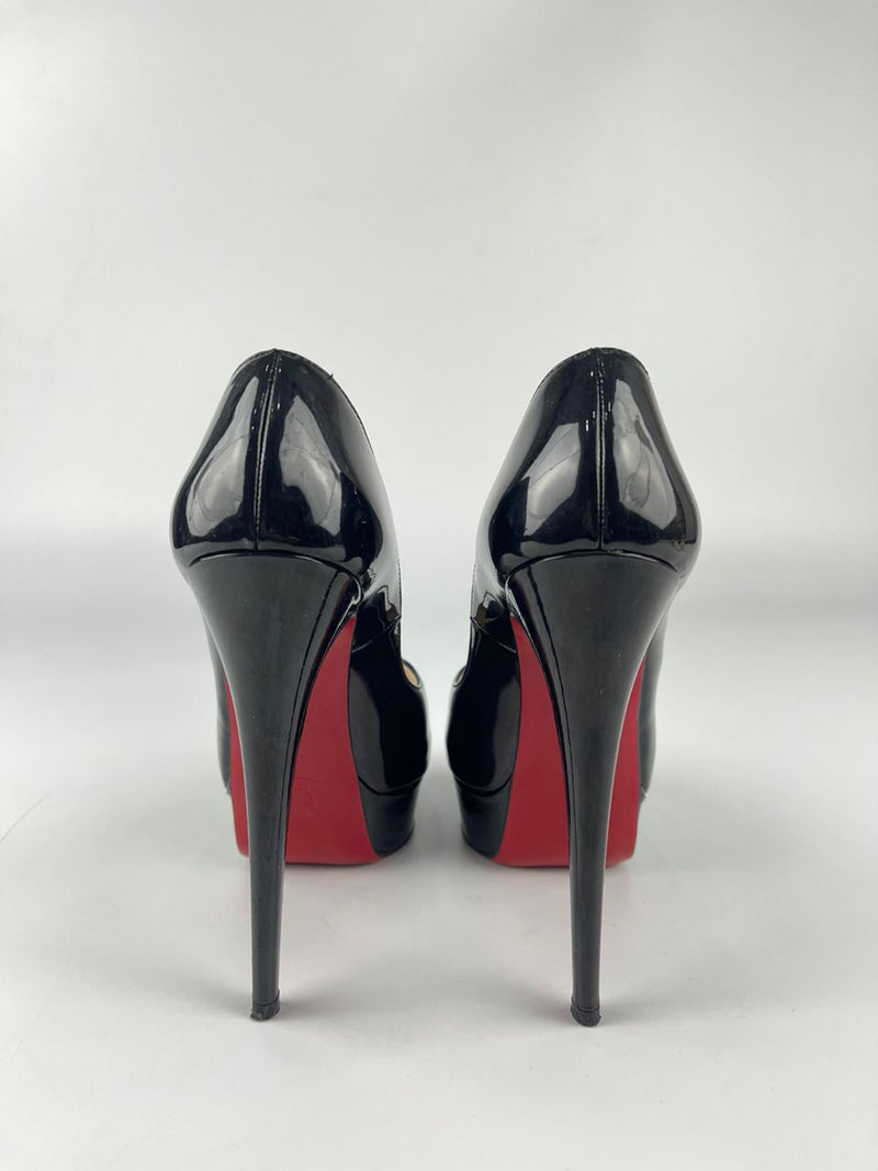 Black Patent Peep Toe Prive Pumps Size 36