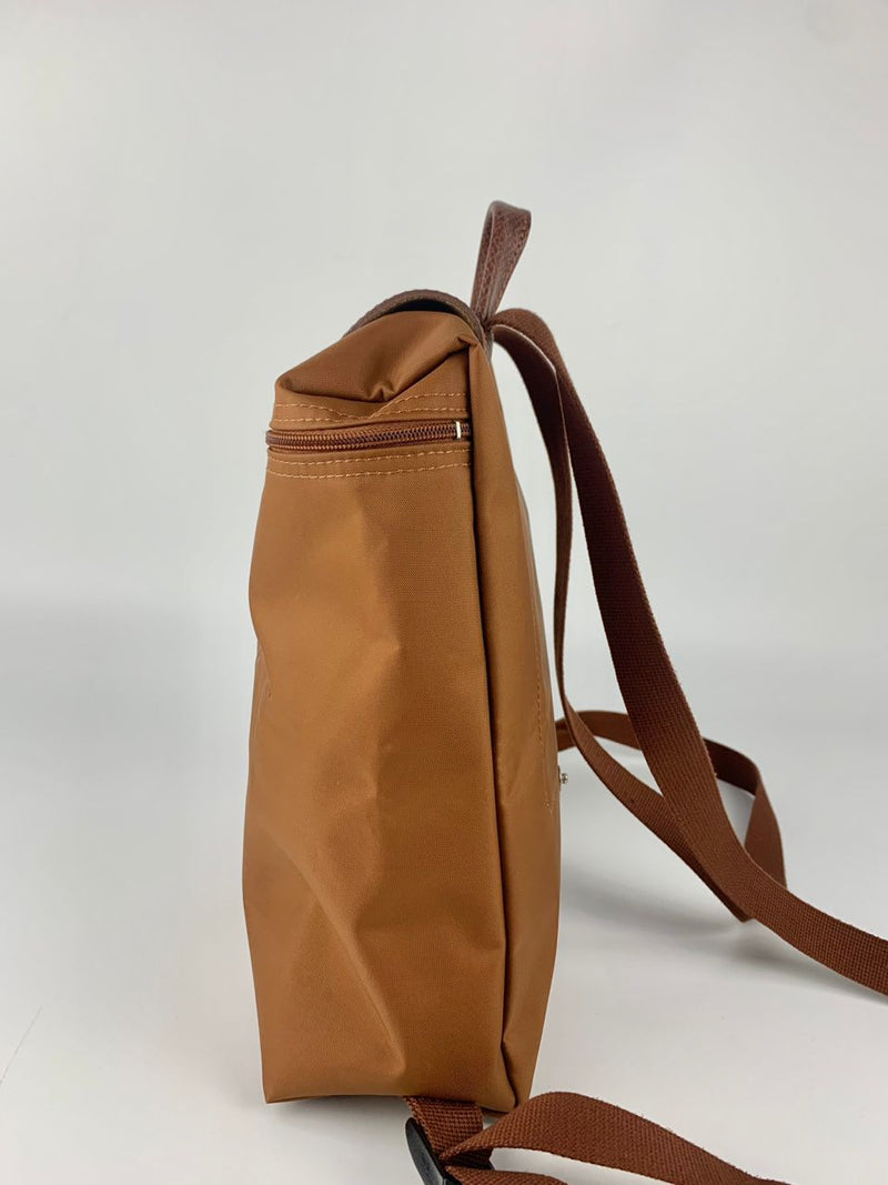 Le Pliage M Backpack in Cognac Recycled Canvas