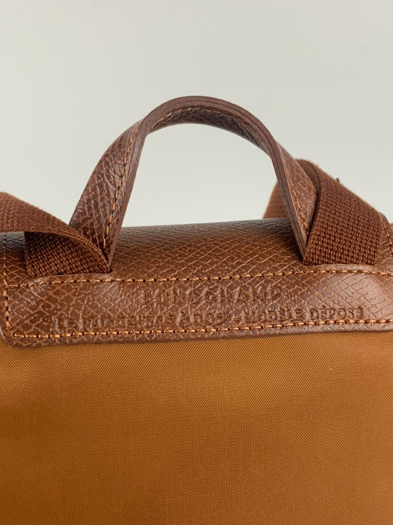 Le Pliage M Backpack in Cognac Recycled Canvas