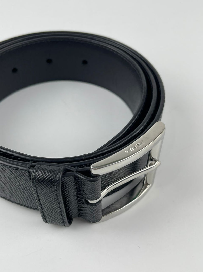 DNP098 Black Grained Leather Belt Size 85/34