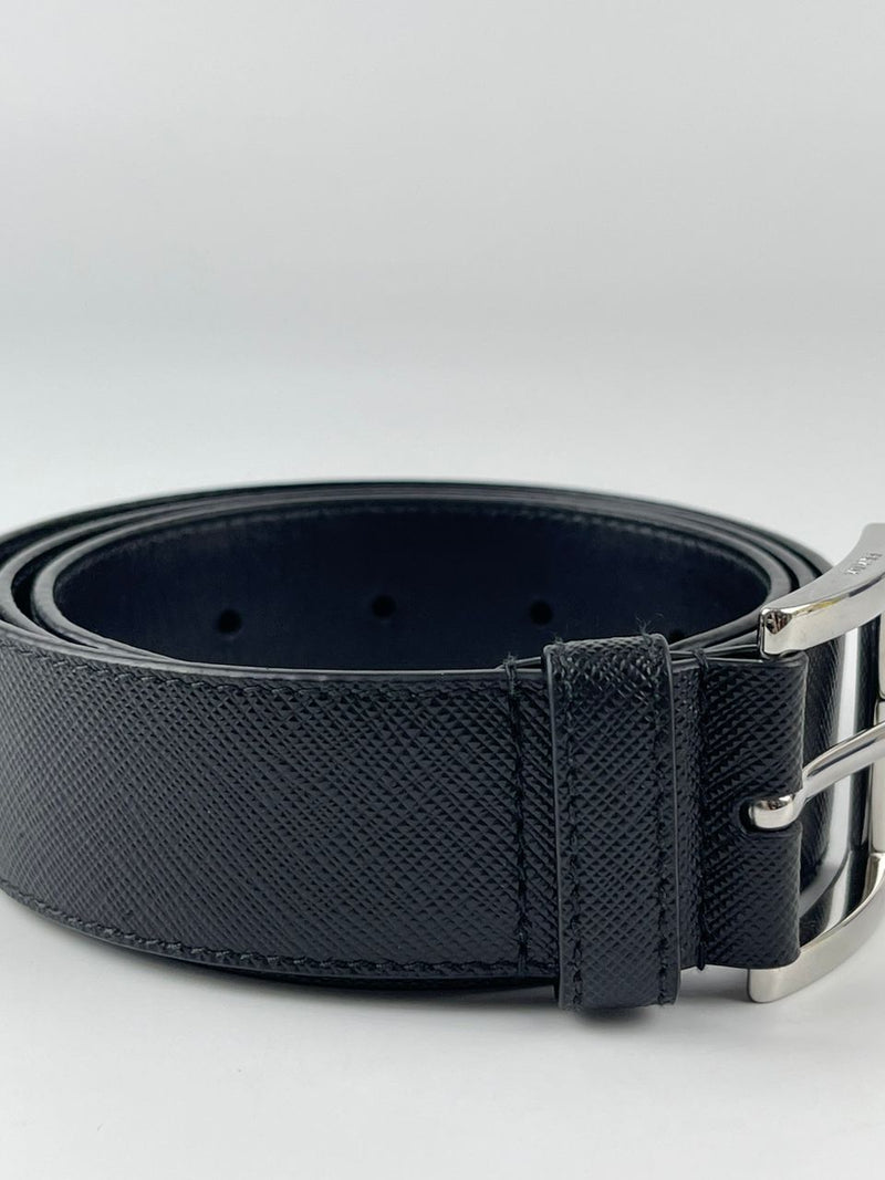 DNP098 Black Grained Leather Belt Size 85/34