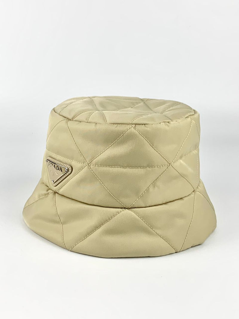 Quilted Re-Nylon Bucket Hat in Desert Beige