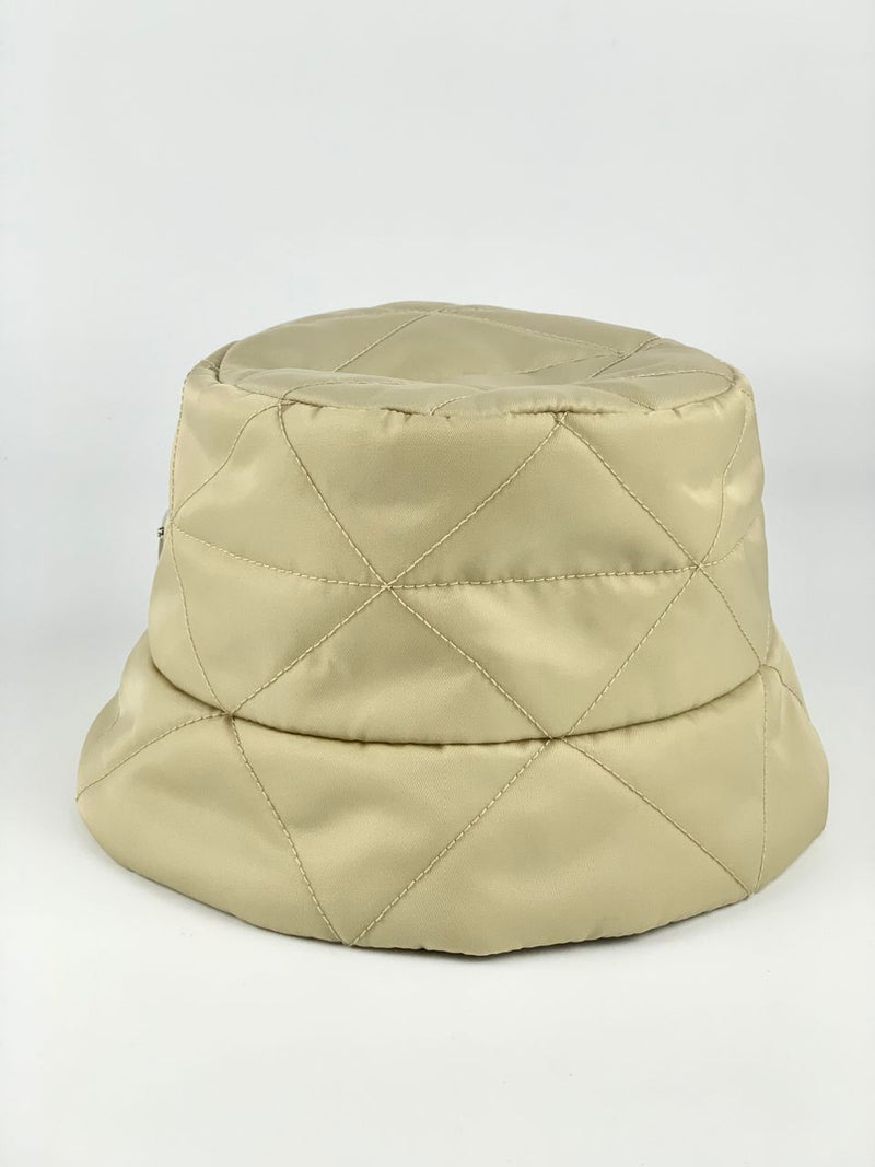 Quilted Re-Nylon Bucket Hat in Desert Beige