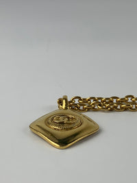 1980s Vintage Gold Chain & CC Lozenge Pendant